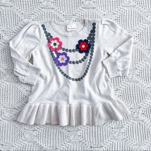 Hanna Andersson Cream Floral Shirt Size 6 120